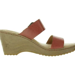 Buckle Leather Wedge Sandals