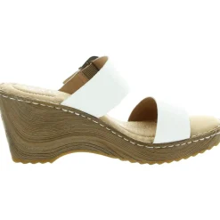 Buckle Leather Wedge Sandals