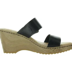 Buckle Leather Wedge Sandals