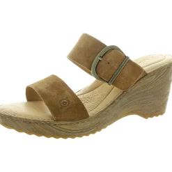 Buckle Leather Wedge Sandals