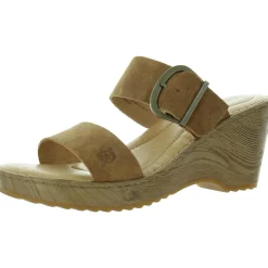 Buckle Leather Wedge Sandals