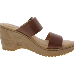 Buckle Leather Wedge Sandals
