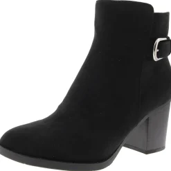 Buckle Microfiber Ankle Boots