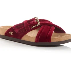 Buckle Velvet Slide Sandals