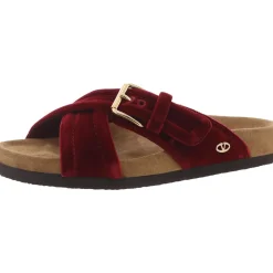 Buckle Velvet Slide Sandals