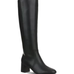 BUFFYY Zipper Faux Leather Knee-High Boots