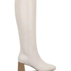 BUFFYY Zipper Faux Leather Knee-High Boots