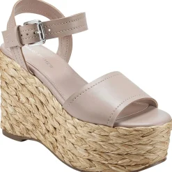 Burian Faux Leather Platform Wedge Sandals