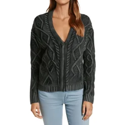 Button Cable Knit Cardigan Sweater