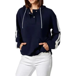 Button Cotton Hooded Sweatshirt