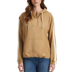 Button Cotton Hooded Sweatshirt