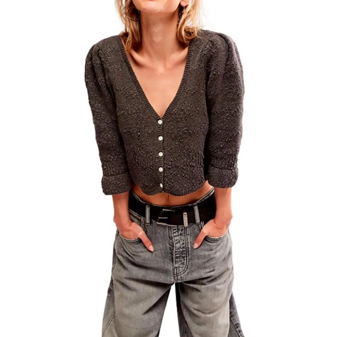 Button Knit Cardigan Sweater