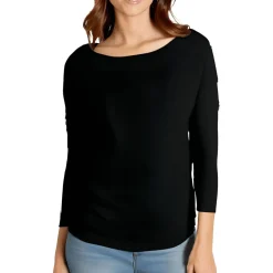 Buttoned Wide Neck Pullover Top