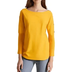 Buttoned Wide Neck Pullover Top