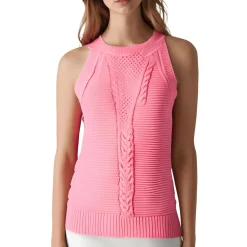 Cable Knit Sleeveless Halter Sweater