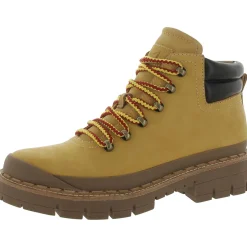 Cairy Leather Lugged Sole Combat & Lace-up Boots