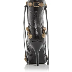 Calgole Leather Crocodile Print Mid-Calf Boots