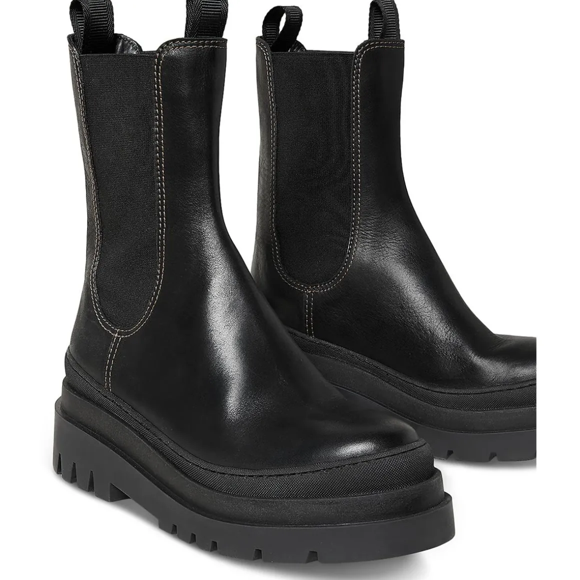 Carlota Leather Lugged Mid-Calf Boots