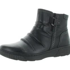 Caroline Orchid Leather Ruched Ankle Boots