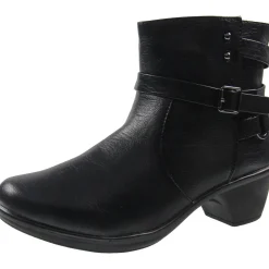 CARSON Buckle Faux Leather Ankle Boots