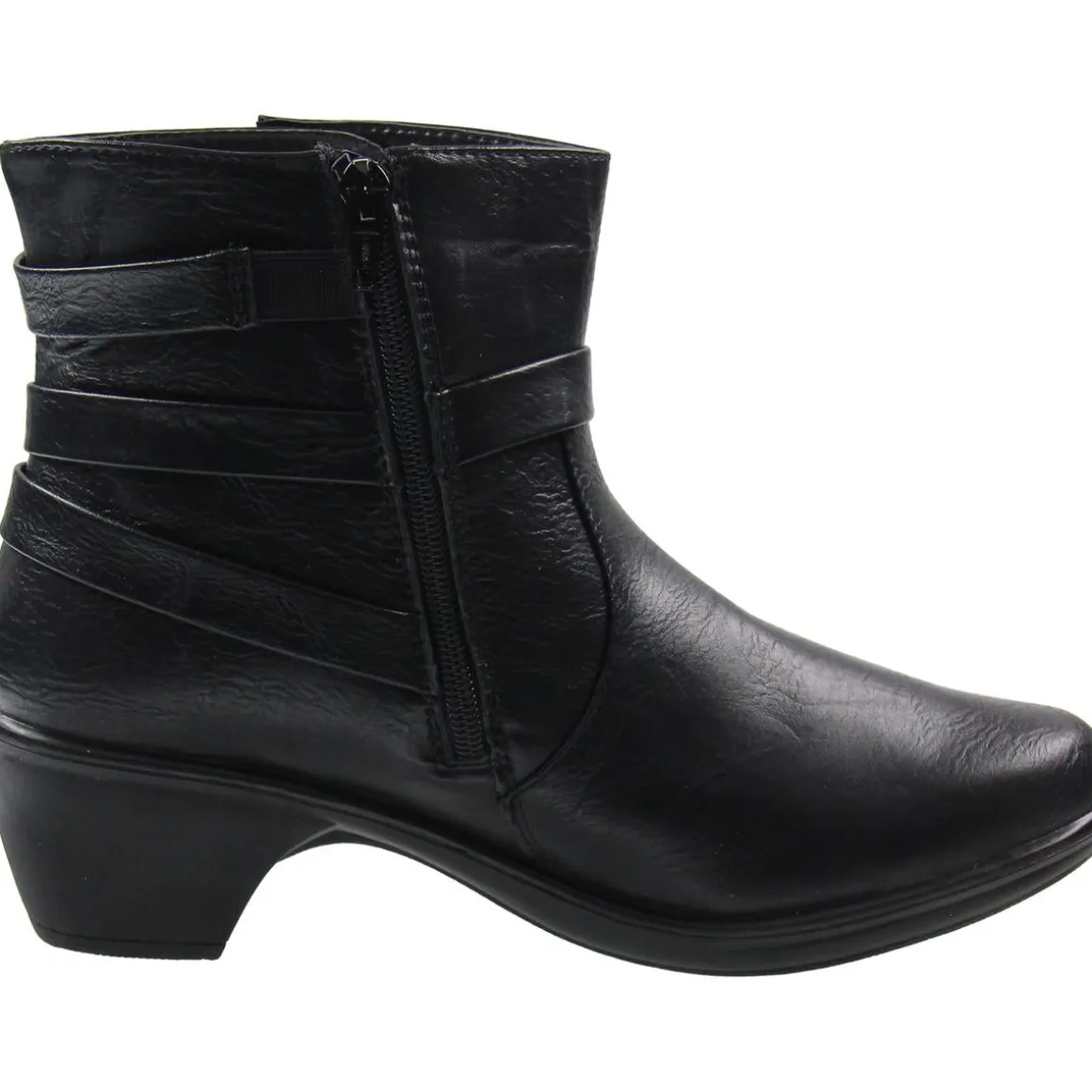 CARSON Buckle Faux Leather Ankle Boots
