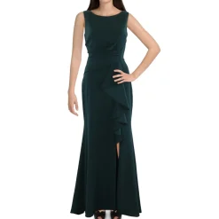 Cascade Ruffle Sleeveless Evening Dress
