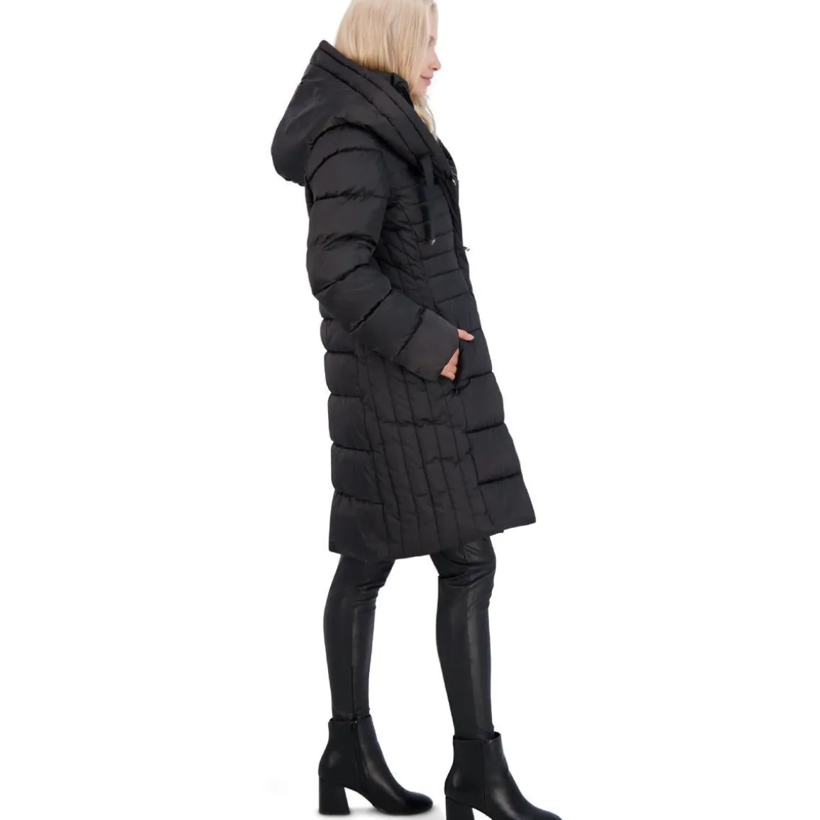 Casey Fitted Puffer Coat for Women-Quilted Winter Coat with Bib