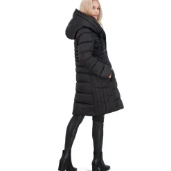 Casey Fitted Puffer Coat for Women-Quilted Winter Coat with Bib