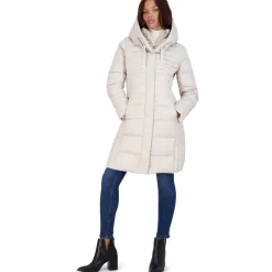 Casey Fitted Puffer Coat for Women-Quilted Winter Coat with Bib
