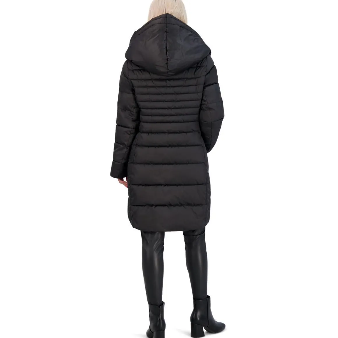 Casey Fitted Puffer Coat for Women-Quilted Winter Coat with Bib