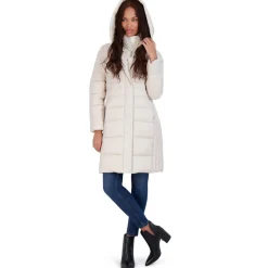 Casey Fitted Puffer Coat for Women-Quilted Winter Coat with Bib
