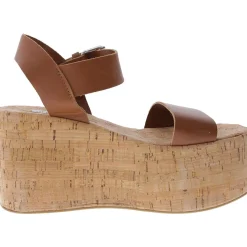 Caspian Cork Leather Platform Sandals