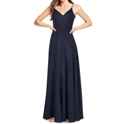 Charmeuse Metallic Maxi Evening Dress