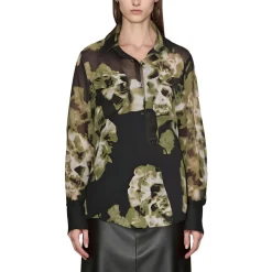 Chiffon Printed Button-Down Top