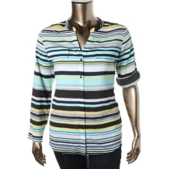 Chiffon Striped Button-Down Top