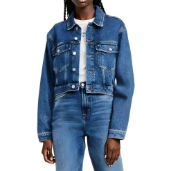Claire Cropped Denim Jacket Pocket Denim Denim Jacket