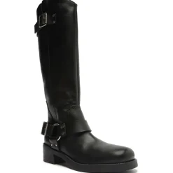 Clara Knee-High Leather Tall Motorcycle Boots