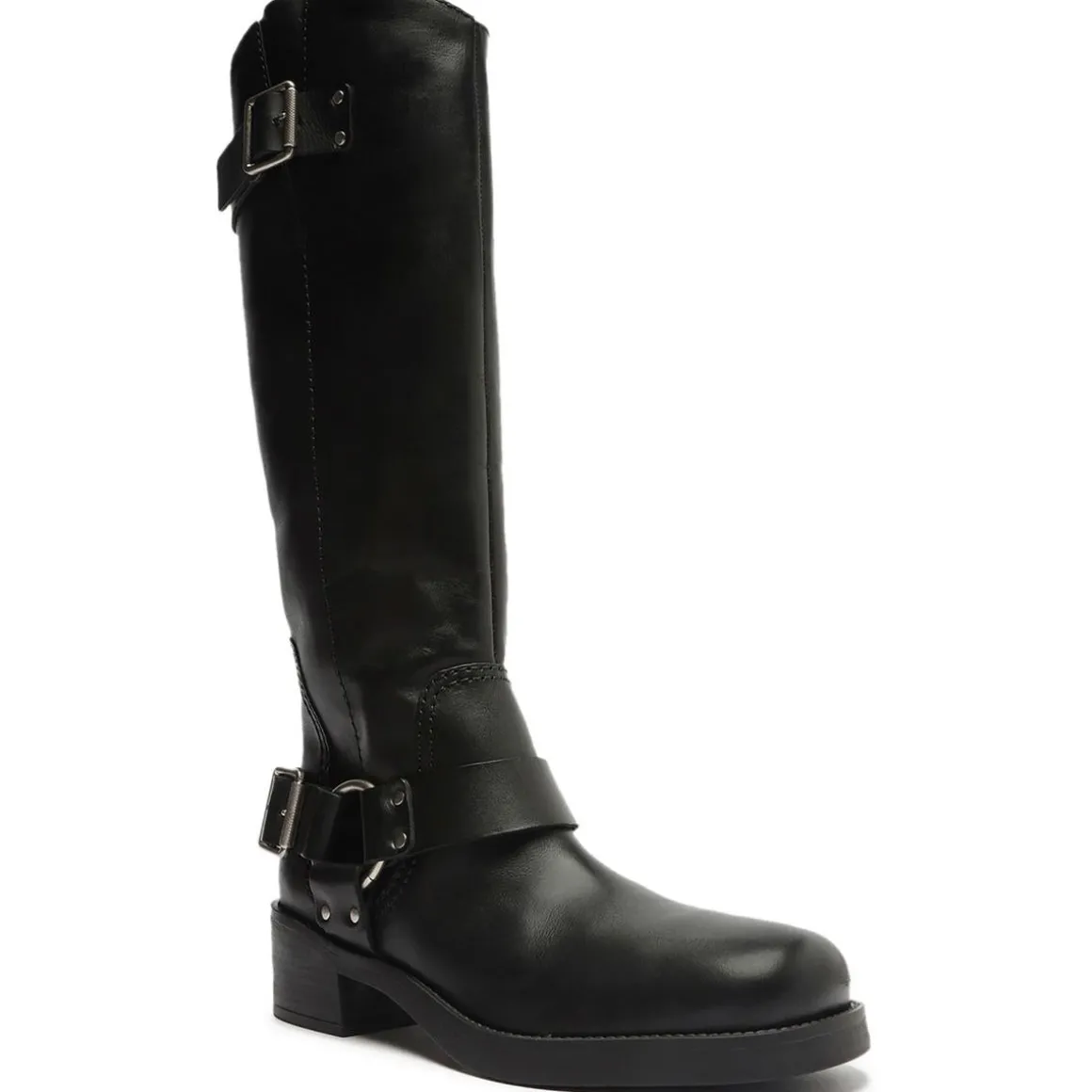 Clara Knee-High Leather Tall Motorcycle Boots