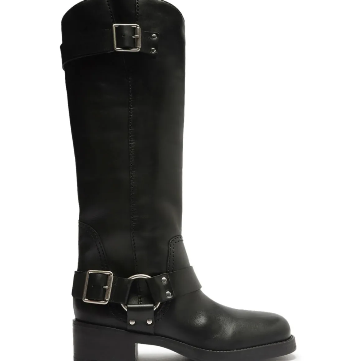 Clara Knee-High Leather Tall Motorcycle Boots