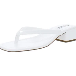 Claudette Faux Leather Thong Block Heels