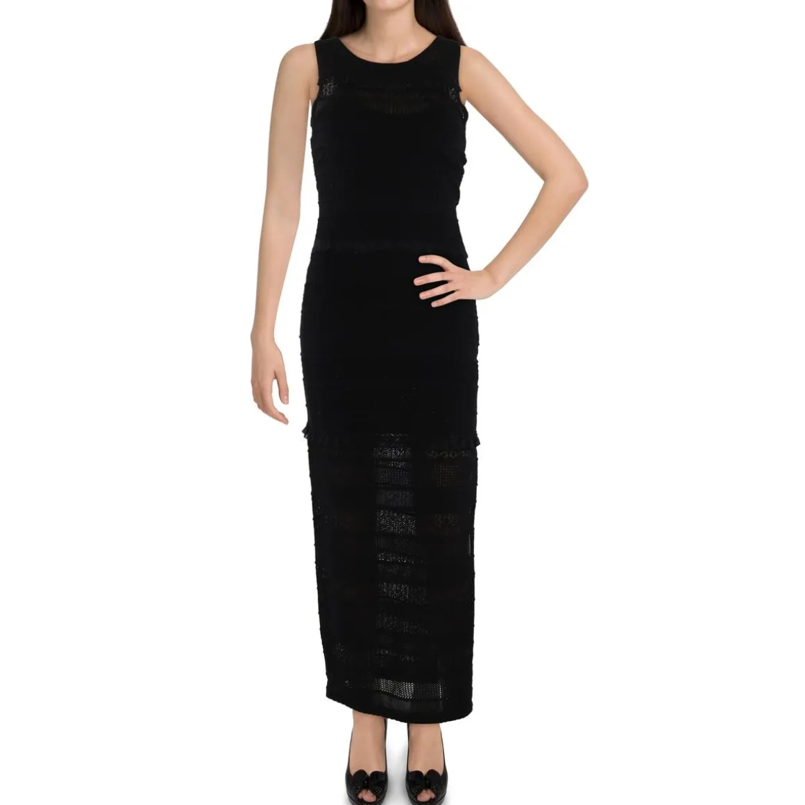 Clea Knit Lace Trim Maxi Dress