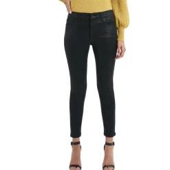 Coated Denim Cropped High Rise Skinny Jeans