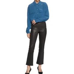 Coated Lambskin Leather Bootcut Jeans