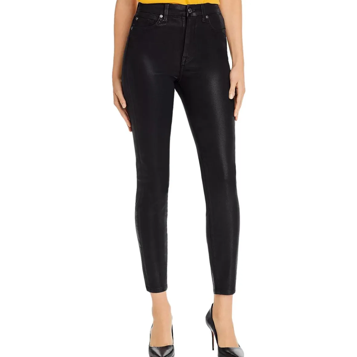 Coated Super Skinny Ankle Jeans