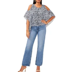 Cold Shoulder Floral Print Blouse