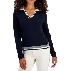 Collar Knit V-Neck Sweater