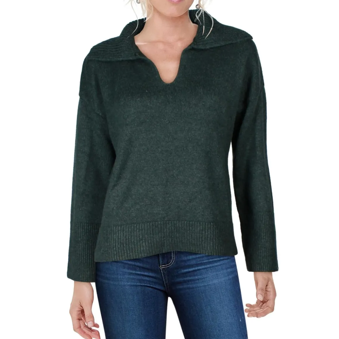 Collar Knit V-Neck Sweater