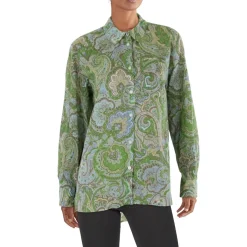 Collar Paisley Button-Down Top