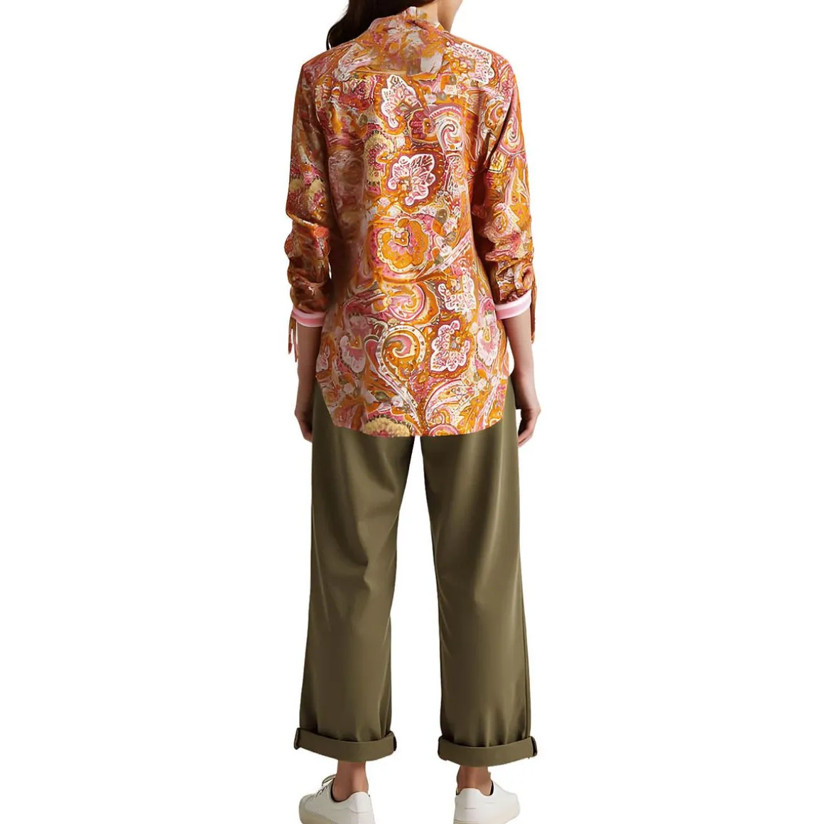 Collar Paisley Button-Down Top