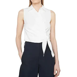 Collar Sleeveless Wrap Top